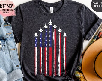 Red White Blue Air Force Flyover Men's T-Shirt,4th Of July Shirt,Red Wine Blue,Independence Day Shirt,American Flag,Patriotic USA Gift
