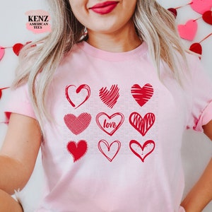 Womens Valentines Day Shirt, Cute Hearts Valentines Shirt, Love Shirt, Teacher Valentine Shirt, Funny Valentine Day Tee, Valentine Shirt