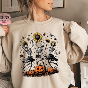 Dancing Skeleton Sweatshirt Pumpkin Sweater Pumpkin Skeleton Shirt Fall Sweatshirt Halloween Party Sweatshirt Spooky Season Sweatshirt Etsy