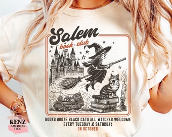 Salem Book Club Shirt, Bookish Halloween Tee, Spooky Book Lover Shirt, Salem Witches, Spooky Season Ghost Skeleton Shirt Thriller Reader Tee