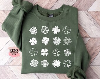 Retro Shamrock Sweatshirt, Womens Shenanigans Sweatshirt, Cute St Patricks Day Sweatshirt, Lucky Sweatshirt, Irish Shirt, Four Leaf Clover