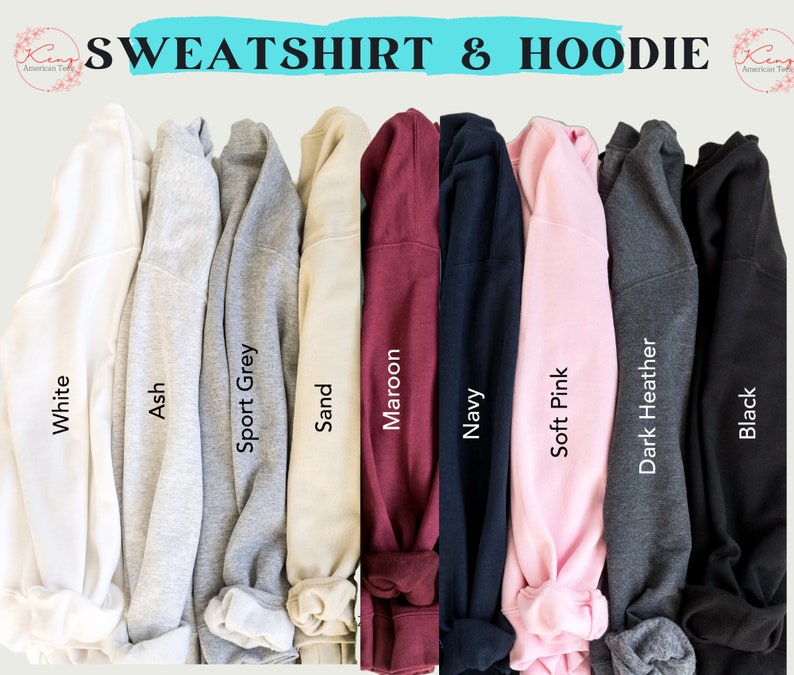 Puede incluir: Una selecci&oacute;n de sudaderas y sudaderas con capucha en varios colores, incluyendo blanco, ceniza, gris deportivo, arena, granate, azul marino, rosa suave, gris oscuro jaspeado y negro. El texto "SWEATSHIRT & HOODIE" se muestra en la parte superior de la imagen.