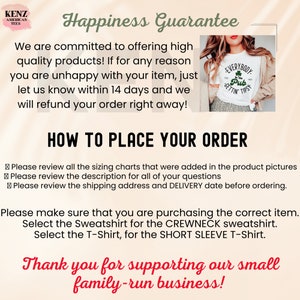 Puede incluir: Un gr&aacute;fico rosa y blanco con el texto "Happiness Guarantee" y "How to Place Your Order". El texto explica que el vendedor se compromete a ofrecer productos de alta calidad y proporciona instrucciones para realizar un pedido. El gr&aacute;fico tambi&eacute;n incluye una foto de una mujer que lleva una camiseta blanca con el texto "Everybody Gettin Pub Tips" impreso en ella.