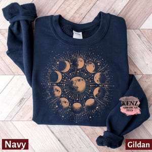 Celestial Sweatshirt, Moon Phase Hoodie, Boho Mystical Moon And Sun Hoodie, Boho Moon Astronomy Outfit, Spiritual Moon Women Clothing Gifts