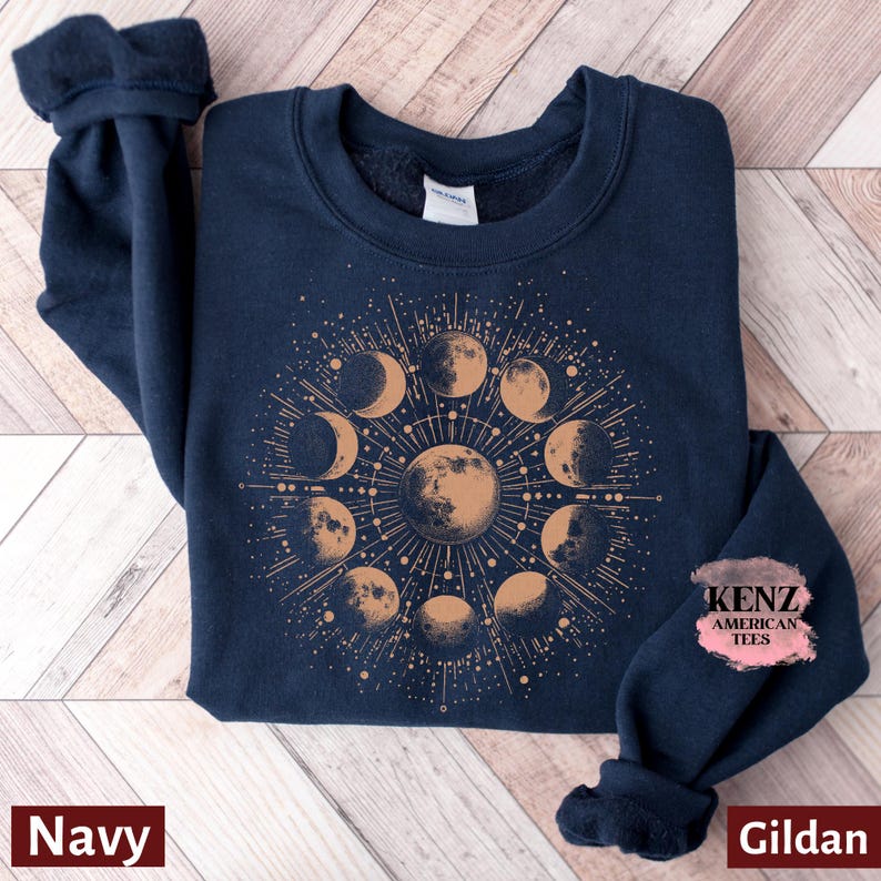 Celestial Sweatshirt, Moon Phase Hoodie, Boho Mystical Moon And Sun Hoodie, Boho Moon Astronomy Outfit, Spiritual Moon Women Clothing Gifts