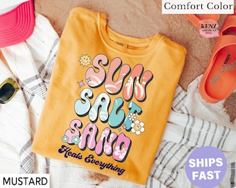 Saltwater Heals Everything Shirt Beach Lover Gift Summer Vacation T Shirt Trendy Beach T-Shirt Cute Ocean Tshirt Vintage Comfort Colors Tee