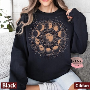 Celestial Sweatshirt, Moon Phase Hoodie, Boho Mystical Moon And Sun Hoodie, Boho Moon Astronomy Outfit, Spiritual Moon Women Clothing Gifts