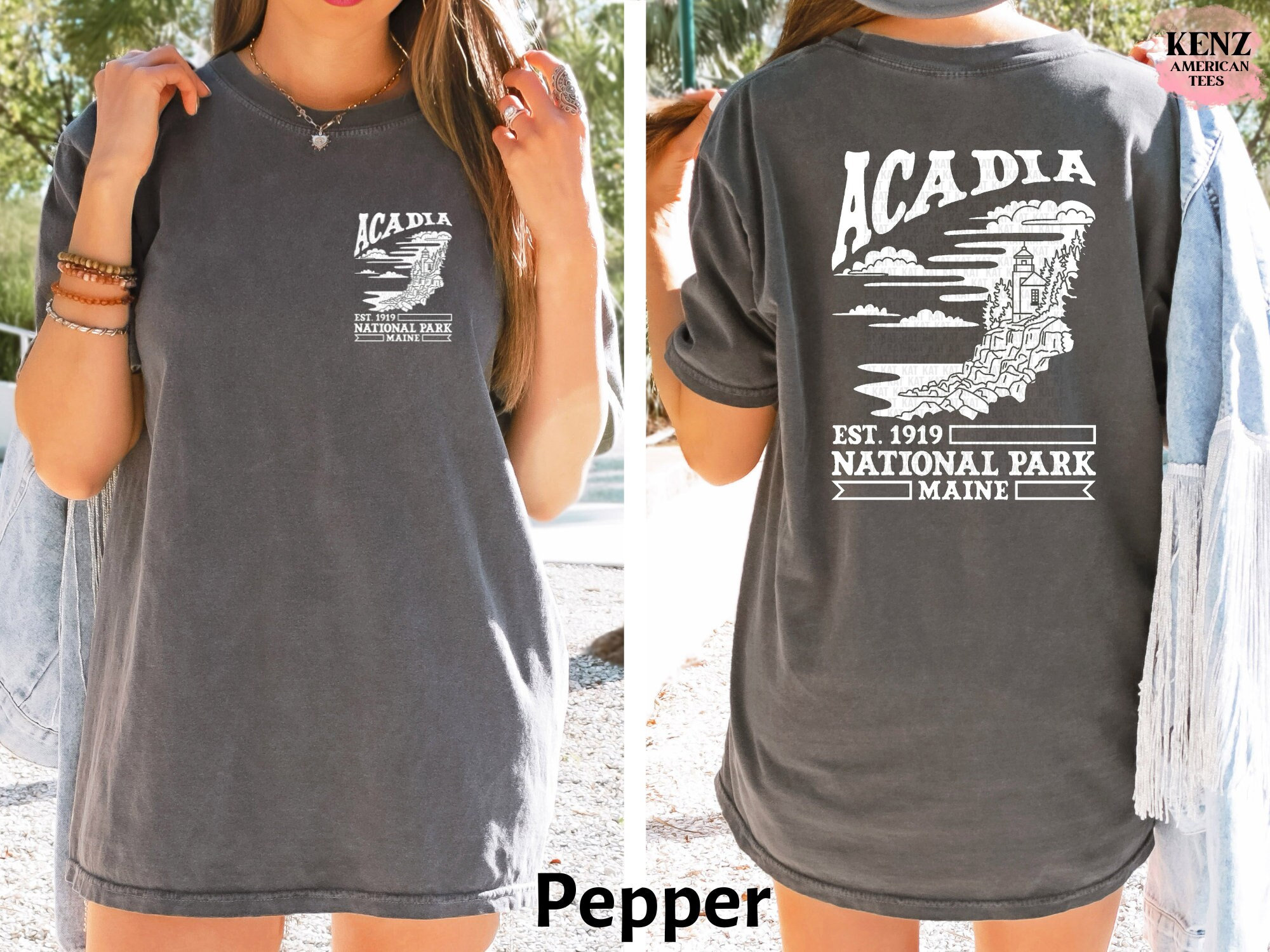 Comfort Colors Acadia National Park Tshirt, Maine Vacation Shirts, National Parks Apparel, Nature Themed Gifts for Women, Hiking Camping Tee