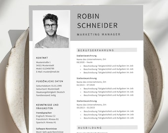 Application template German Modern CV template Beige application letter 2025 - Microsoft Word with instructions