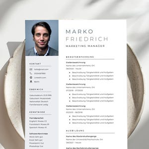Bewerbungsvorlage Deutsch Modern Lebenslauf Grau Blau 2025 - Microsoft Word mit Anleitung