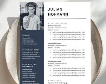 Professional application template German CV template Modern 2025 - Microsoft Word with instructions
