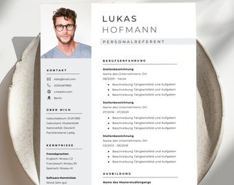 Modern gray application template | Resume & cover letter template for Word | Professional CV template | Modern resume