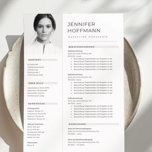 Plantilla de CV en Word | Plantilla de solicitud en alemán | Plantilla de CV moderna, elegante y profesional