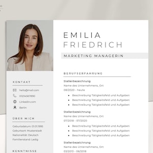 Application template German Modern Resume Gray 2022 - Microsoft Word with instructions
