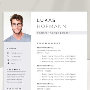 Modelo de aplicativo German Modern CV Gray 2025 - Microsoft Word com instruções