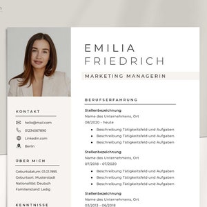 Plantilla de aplicación CV Alemán Moderno Beige 2025 - Microsoft Word con instrucciones