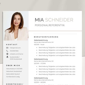 Plantilla de aplicación CV Alemán Moderno Beige 2025 - Microsoft Word con instrucciones
