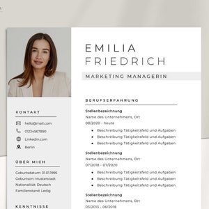Modelo de aplicativo German Modern CV Gray 2025 - Microsoft Word com instruções