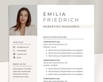 Application template German Modern Resume Beige 2022 - Microsoft Word with instructions