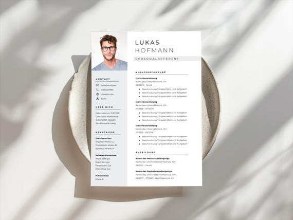 Bewerbungsvorlage modern grau | Lebenslauf & Anschreiben Vorlage für Word | Professionelles CV Template | Modern Resume