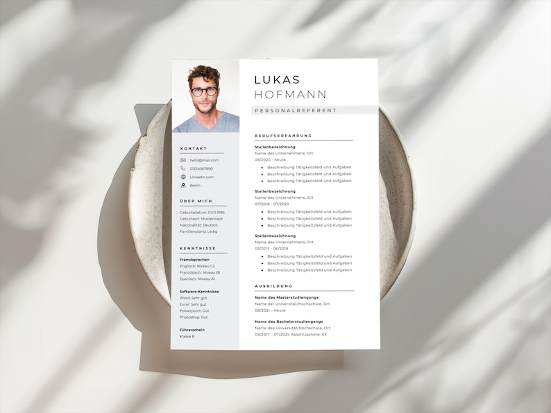Modern gray application template | Resume & cover letter template for Word | Professional CV template | Modern resume image 1