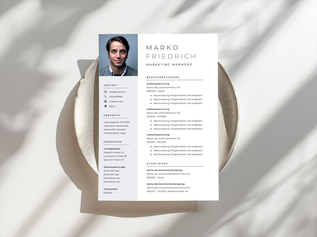 Application Template German Modern CV Gray Blue 2025 - Microsoft Word ...