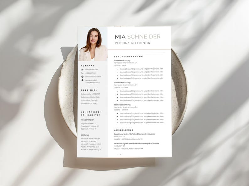Resume Template Word | Modern & Simple – German Application Template | Professional, Timeless CV Template image 1