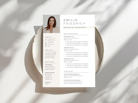 Bewerbungsvorlage modern beige | Lebenslauf & Anschreiben Vorlage für MS Word | Professionelles CV Template | Elegant Resume