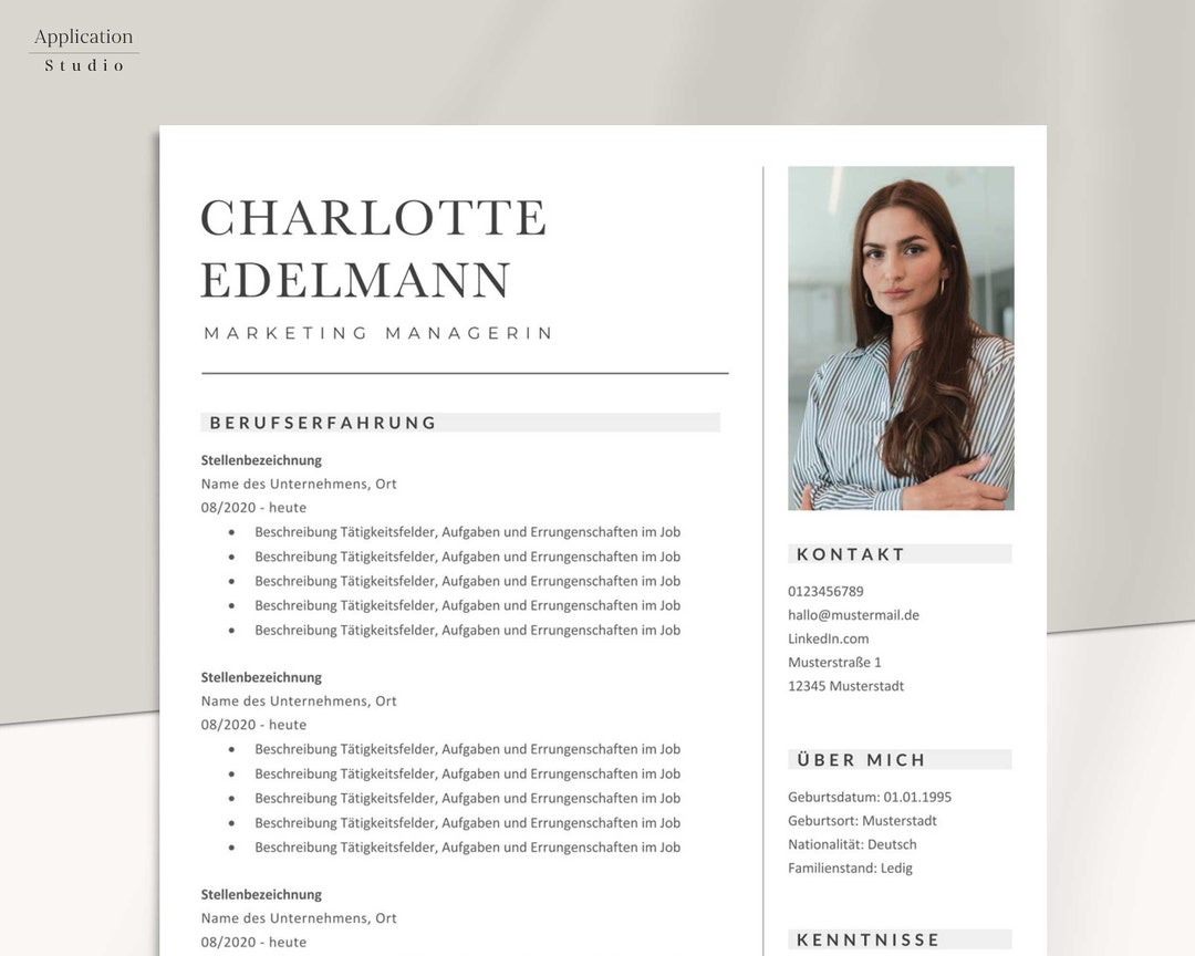 Application Template German Modern CV Simple 2025 - Microsoft Word With ...