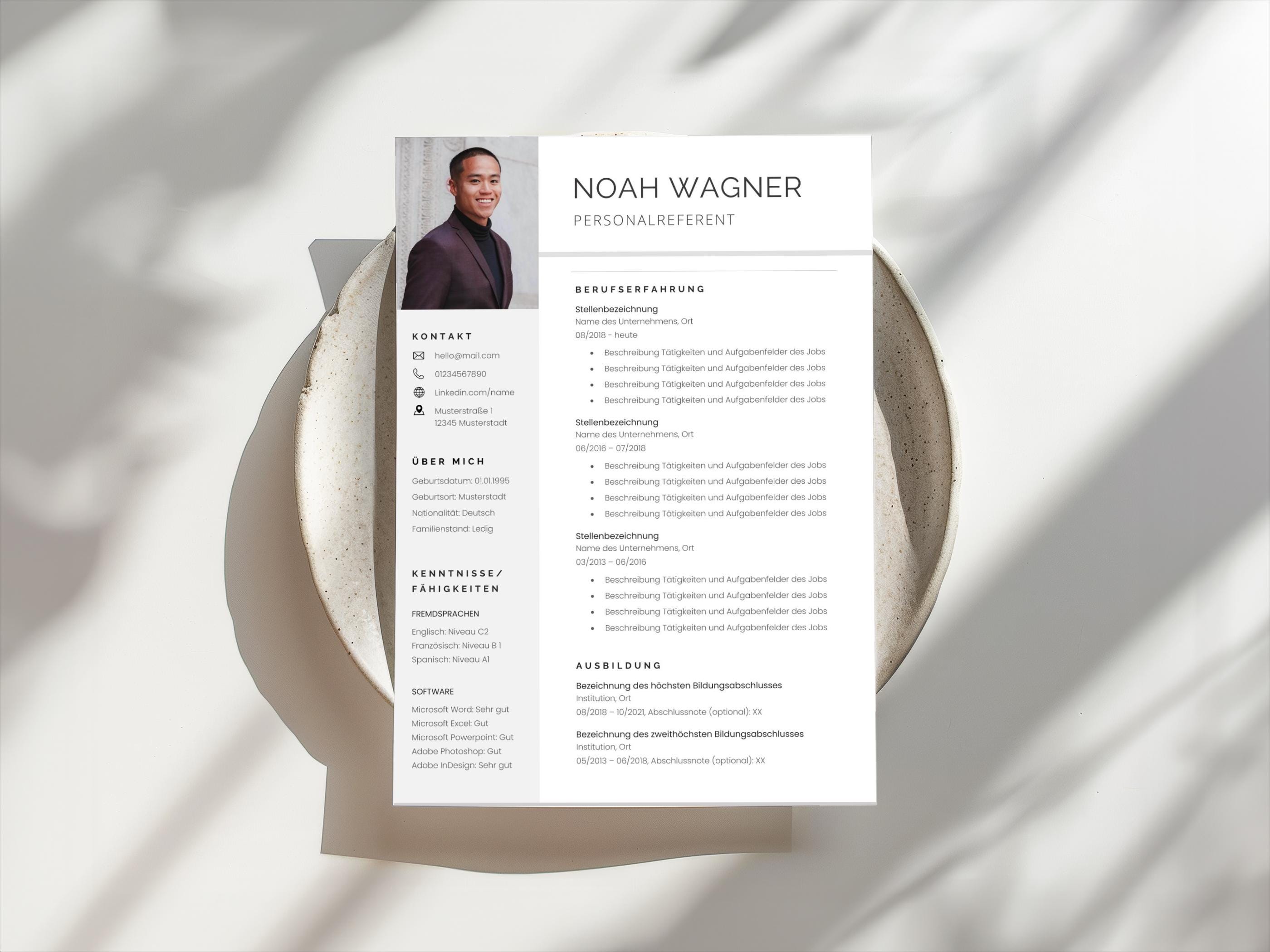 Application Template German Modern CV Gray 2025 - Microsoft Word With ...