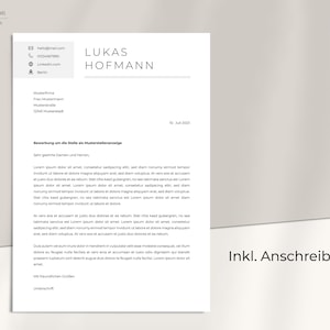 May include: A formal letter of application for a job position. The letter is addressed to "Sehr geehrte Damen und Herren" and includes the text "Bewerbung um die Stelle als Musterstellenanzeige".