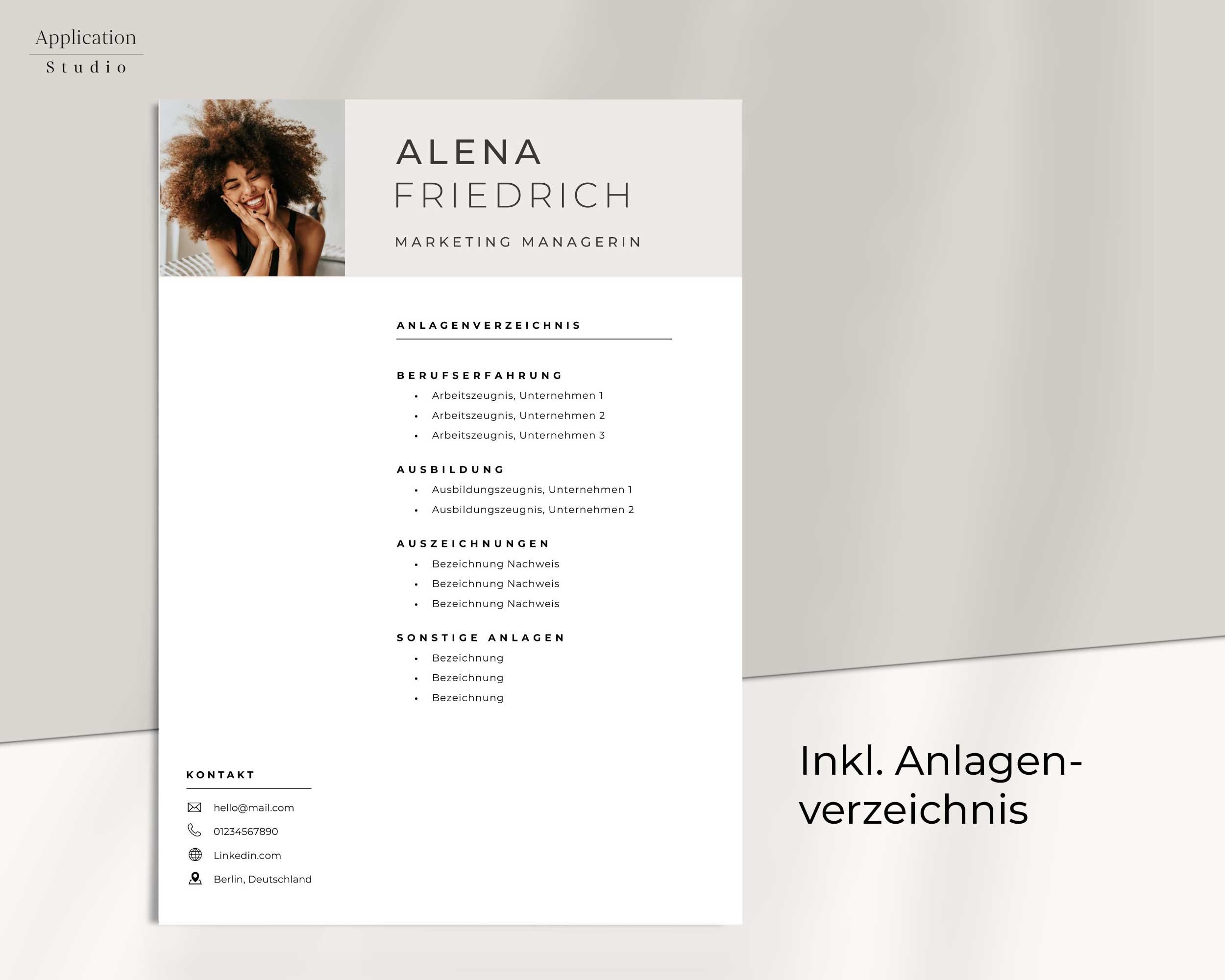 Application Template German Modern CV Beige 2025 - Microsoft Word With ...