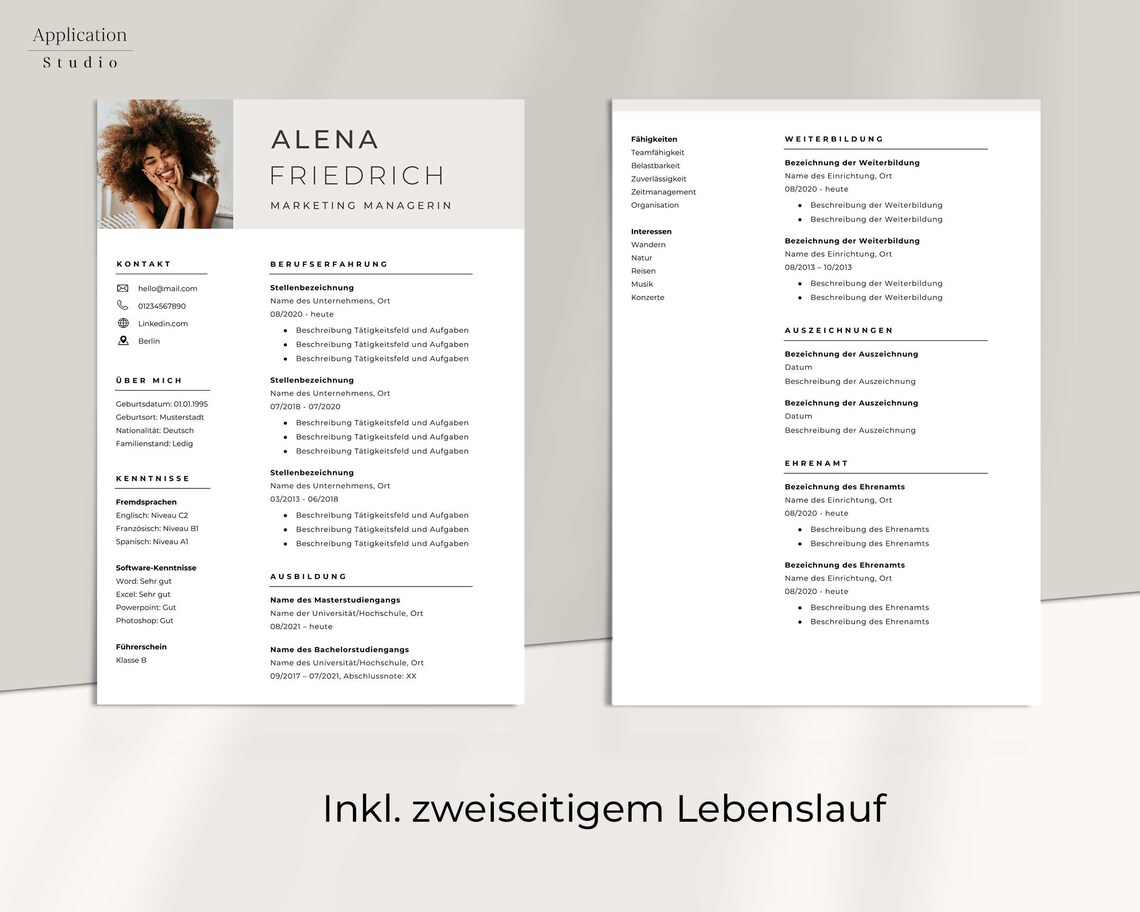 Application Template German Modern CV Beige 2025 - Microsoft Word With ...