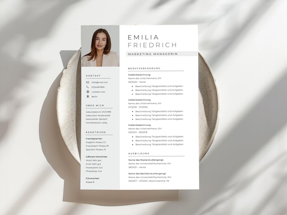 Bewerbungsvorlage modern grau | Lebenslauf & Anschreiben Vorlage für Word | Professionelles CV Template | Modern Resume