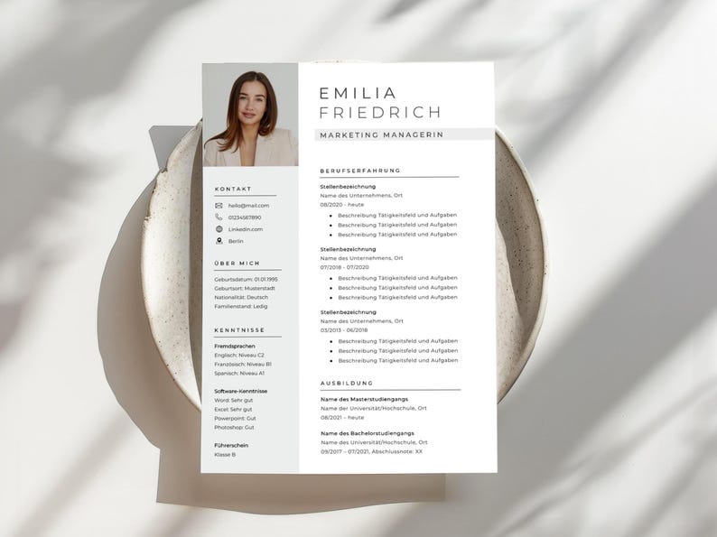 Modern gray application template | Resume & cover letter template for Word | Professional CV template | Modern resume image 1
