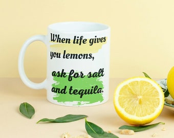 Cuando la vida te da limones / When Life Gives You Lemmons / Regalos únicos / Refranes en español / Taza bilingüe / Taza de café colorida mexicana
