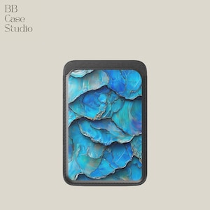 Cartera magnética con diseño de concha Paua Magsafe y tarjetero Mollusk Shell compatible con iPhone 16, iPhone 14, iPhone 13 Pro, 12 Mag Safe