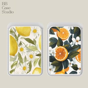 Cartera Magsafe Summery Lemon con tarjetero magnético con margaritas estéticas, compatible con iPhone 16, iPhone 14, iPhone 13 Pro y 12 MagSafe