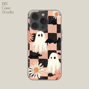 Halloween Geist Handyhülle für iPhone 16e, 14, 13, 12, 11, SE, Retro gruselige Geister hülle für Samsung S25 Edge, A15, S21, S23, Pixel 9A, 8