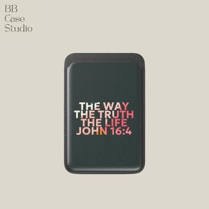 Cartera Magsafe minimalista cristiana con diseño magnético y diseño de Jesús, compatible con iPhone 16, iPhone 14, iPhone 13 Pro y 12.