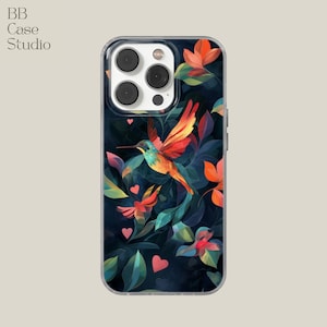 Hummingbird Phone Case Aesthetic Floral cover for iPhone 16e, 14, 13, 12, 11, SE, Samsung S25 Edge, A15, S21, S23, Pixel 9A, 8 Pro