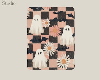 Floral Ghosts iPad Case Spooky Cute cover for iPad 12.9, 10.9, iPad Pro 13, ipadpro case with pencil holder, ipad Gen 6 case