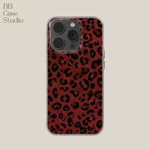 Coque de portable guépard bordeaux à imprimé léopard pour iPhone 16e, 14, 13, 12, 11, SE, Samsung S25, A15, S21, S23 Ultra, Google pixel