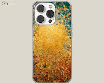 Decoden Mosaic Sun Phone Case Moon Stained Glass cover for iPhone 16e, 14, 13, 12, 11, SE, Samsung S25 Edge, A15, S21, S23, Pixel 9A, 8 Pro
