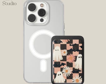 Creepy Cute Ghosts Magsafe Wallet Magnetic Soft Gothic Card Holder fits iPhone 16, iPhone 14, iPhone 13 Pro, 12 Mag Safe