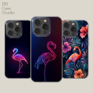 Pink Flamingo Phone Case Neon  cover for iPhone 16e, 14, 13, 12, 11, SE, Samsung S25, A15, S21, S23 Ultra, Google pixel 8, 9 Pro