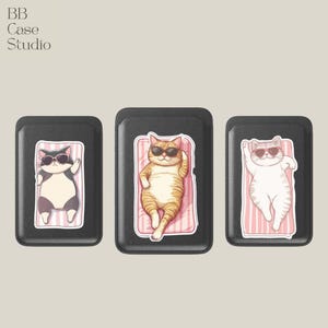Cartera magnética Silly Cat Magsafe con diseño de verano, compatible con iPhone 16, iPhone 14, iPhone 13 Pro y 12.