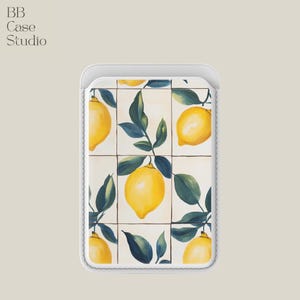 Joli porte-cartes magnétique Magsafe en carreau de citron, Italie, printemps, citron pour iPhone 16, iPhone 14, iPhone 13 Pro, 12 Mag Safe
