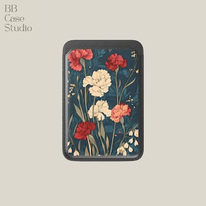 Cartera Magnética Magsafe con diseño floral oscuro de William Morris Art, compatible con iPhone 16, iPhone 14, iPhone 13 Pro y 12.
