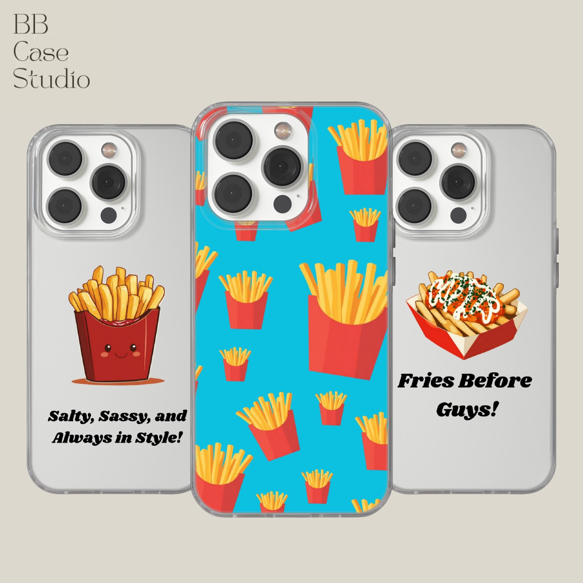 French Fries Phone Case Foodie Cover for iPhone 16e, 14, 13, 12